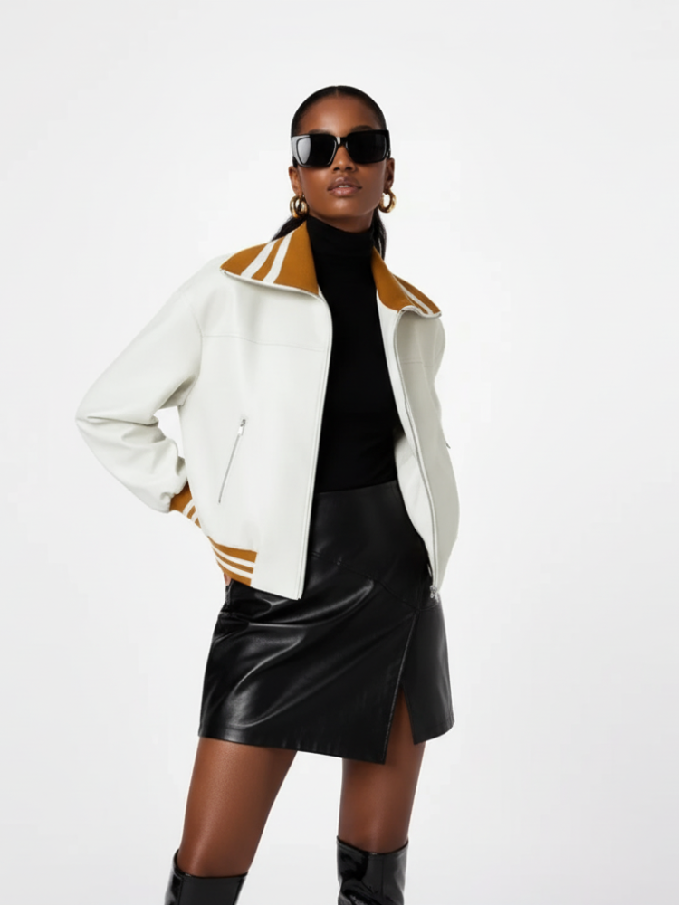 Color-Block PU Leather Jacket, Soho | Women