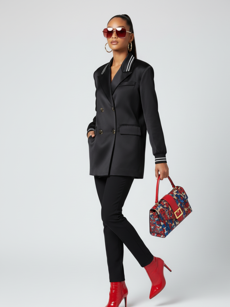 MIDTOWN Satin Tunic Blazer